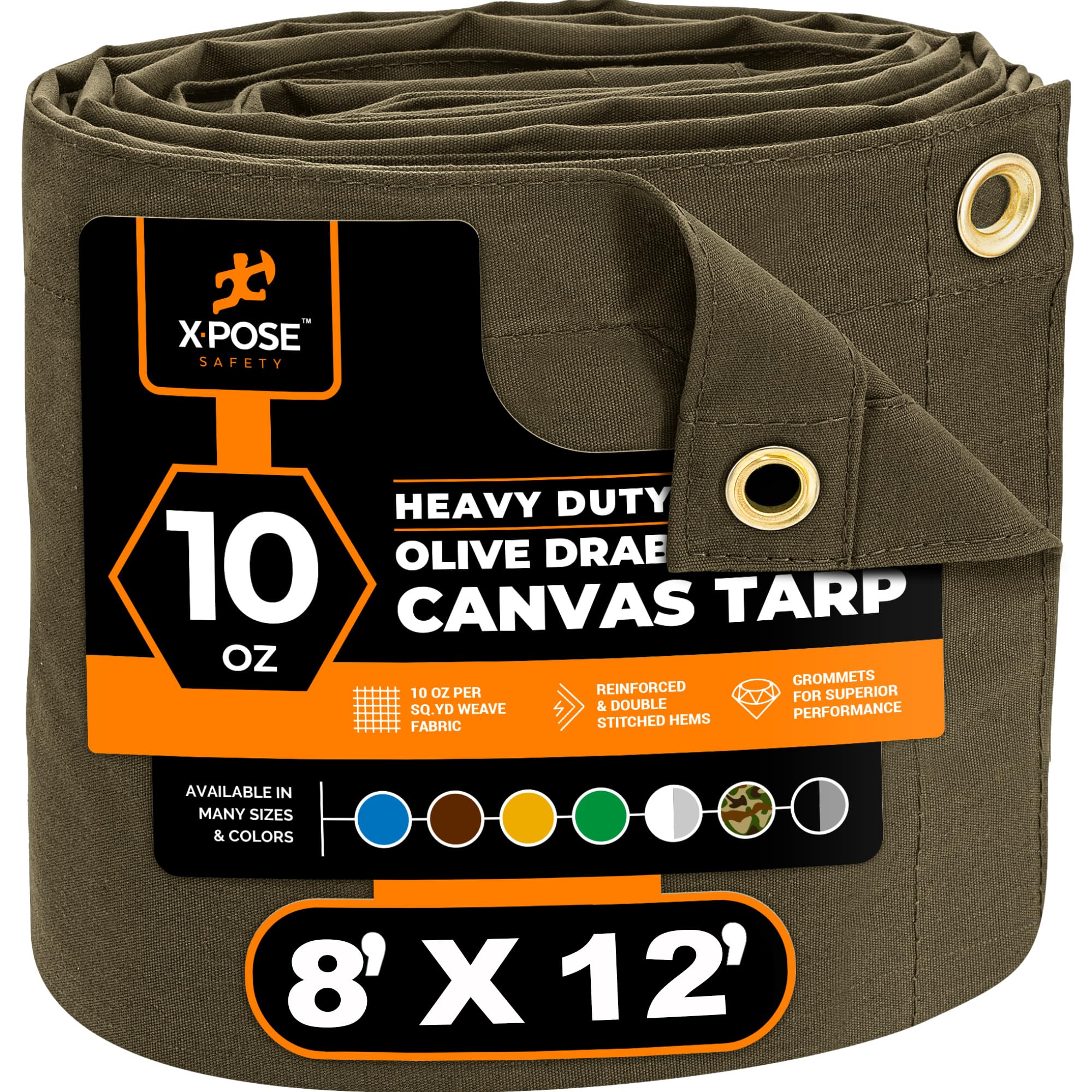 Xpose Safety Canvas Tarp - 10oz Olive Drab Canvas Tarps Heavy Duty